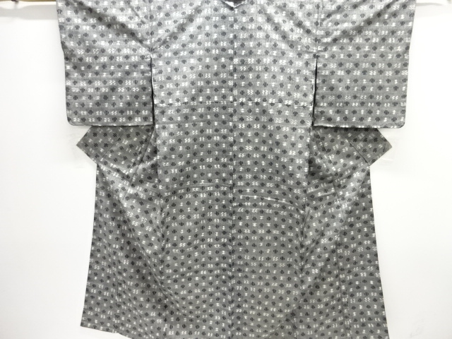 JAPANESE KIMONO / ANTIQUE KIMONO / SILK / TSUMUGI / WOVEN KASURI PATTERN